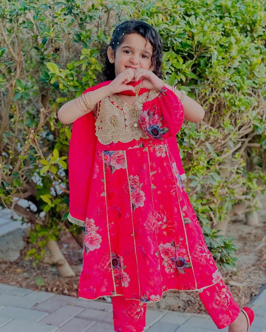 Vibrant Shocking Pink Festive Dress for Girls