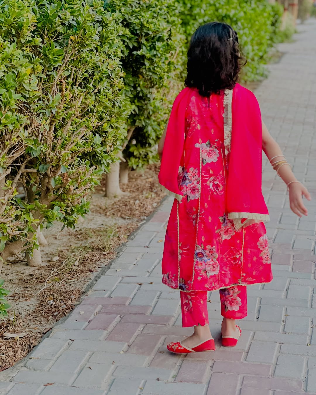 Vibrant Shocking Pink Festive Dress for Girls