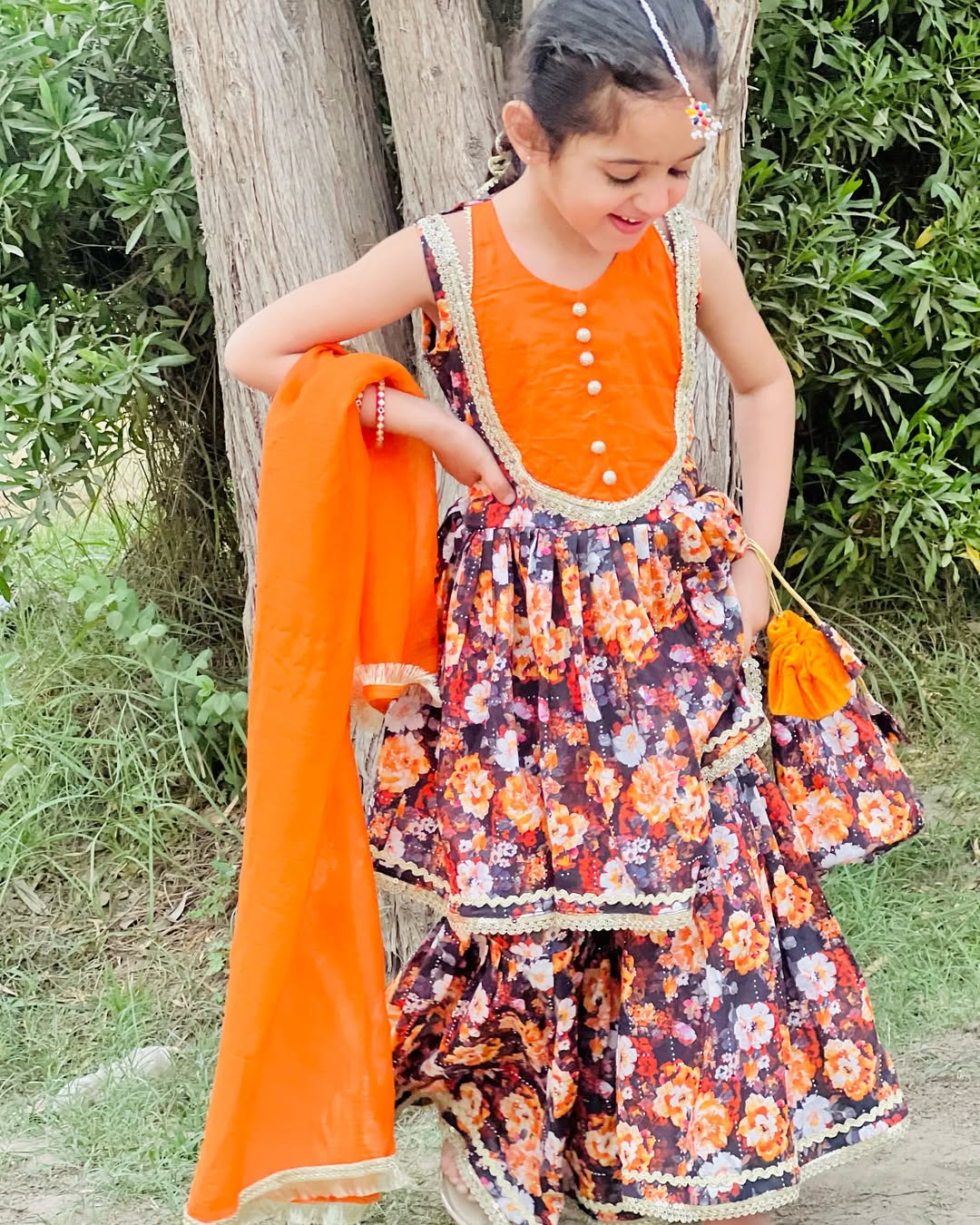 Premium Mukash Work Lawn Gharara Frock – Festive & Wedding Wear for Girls