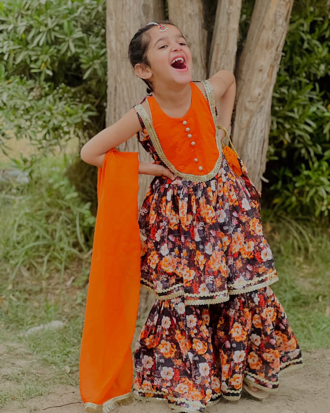 Premium Mukash Work Lawn Gharara Frock – Festive & Wedding Wear for Girls