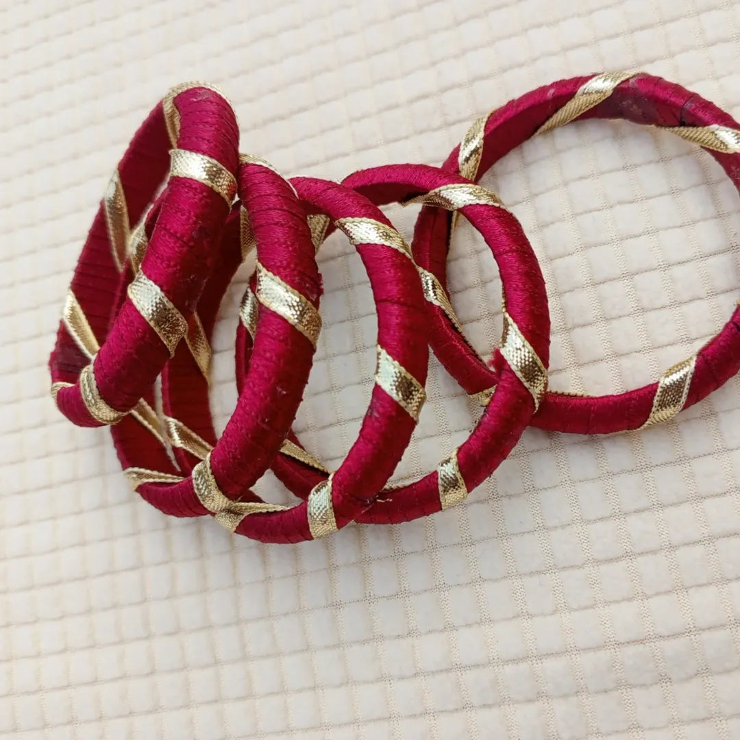 🌹 Regal Red & Golden Spiral Bangles 🌹