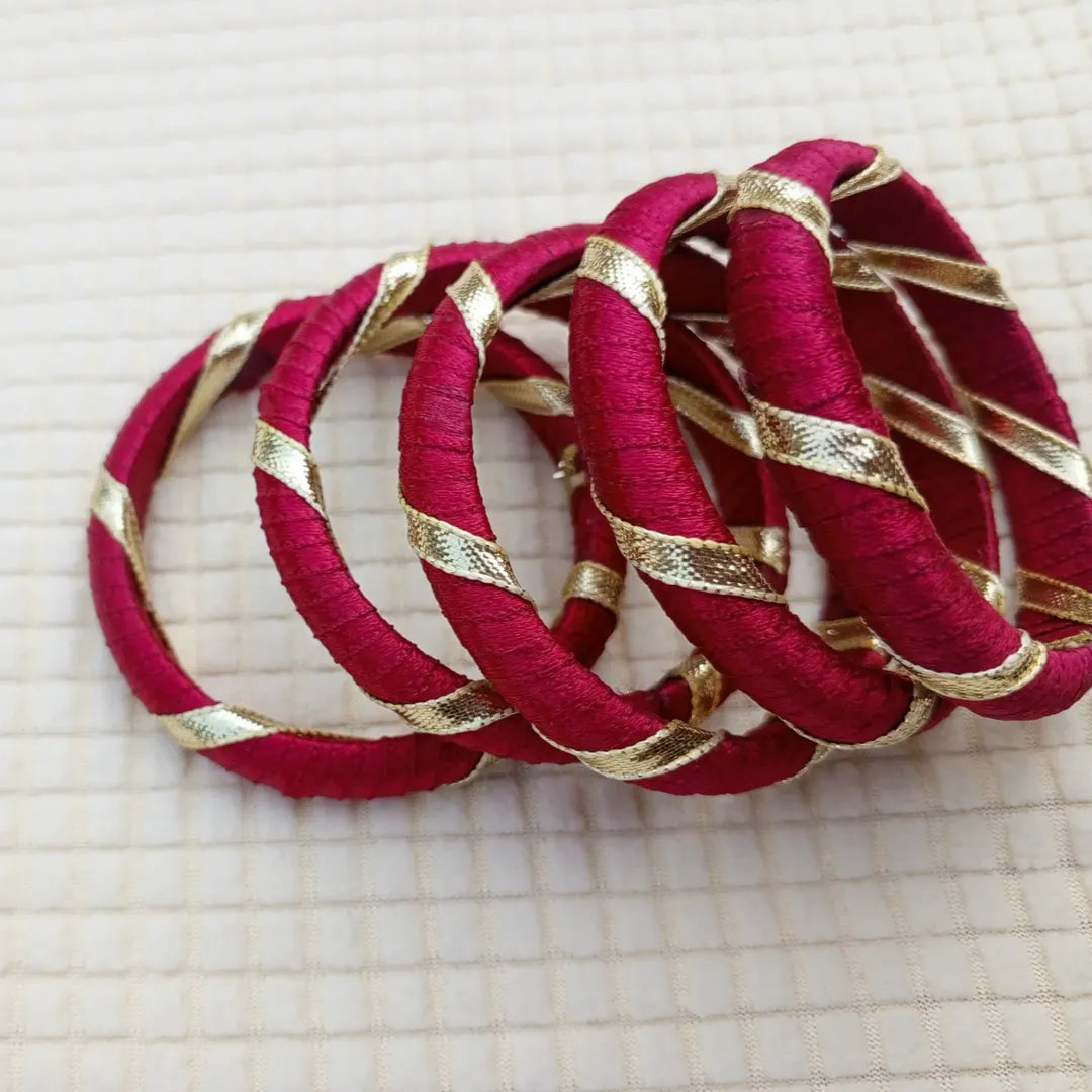🌹 Regal Red & Golden Spiral Bangles 🌹