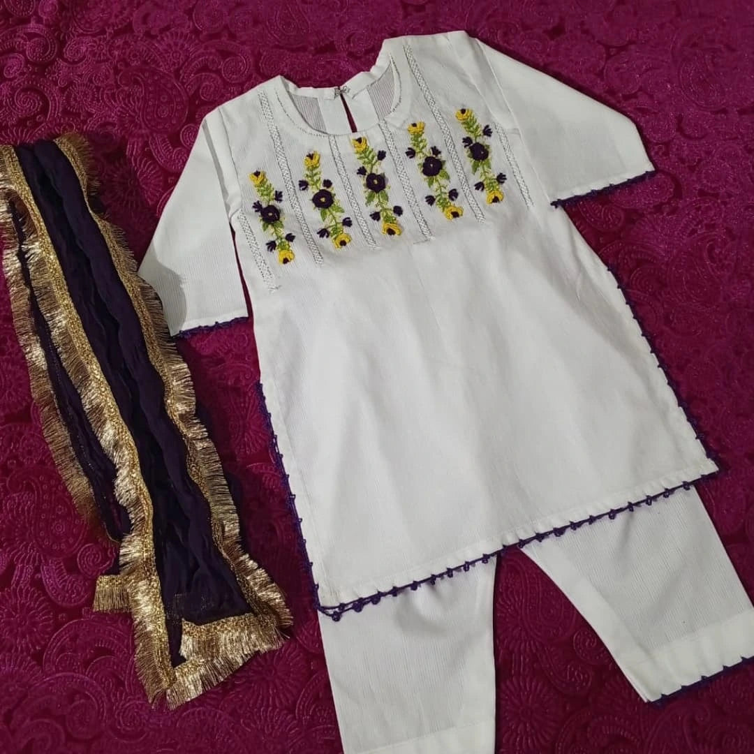 3D Hand Embroidery Dress – Premium Doriya Cotton