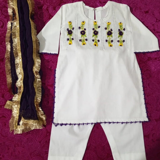 3D Hand Embroidery Dress – Premium Doriya Cotton