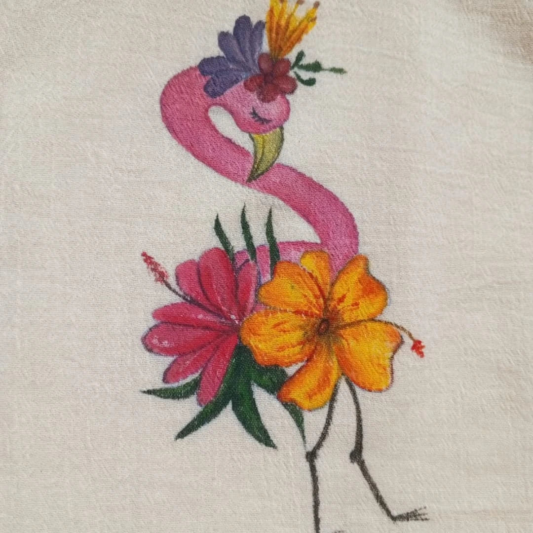 Hand-Painted Flamingo Lawn Set – Stylish Plazo Pants for Kids