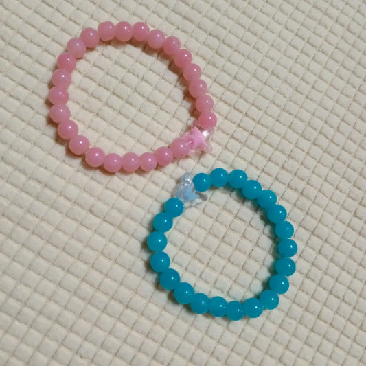 Pink & Blue Beaded Star Charm Bracelets
