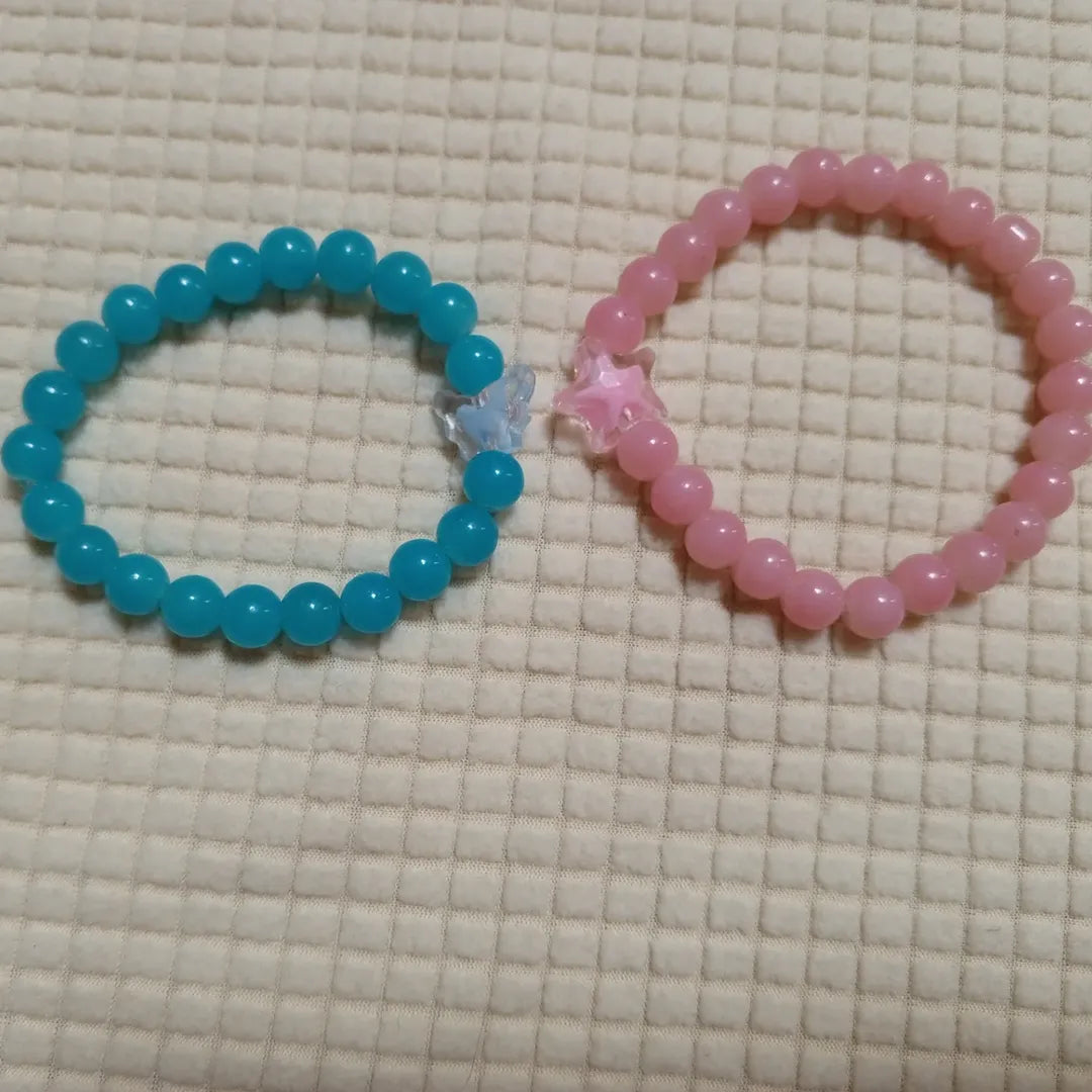 Pink & Blue Beaded Star Charm Bracelets