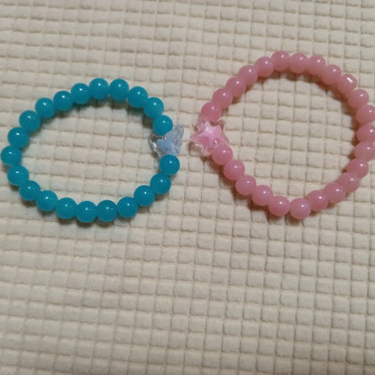 Pink & Blue Beaded Star Charm Bracelets