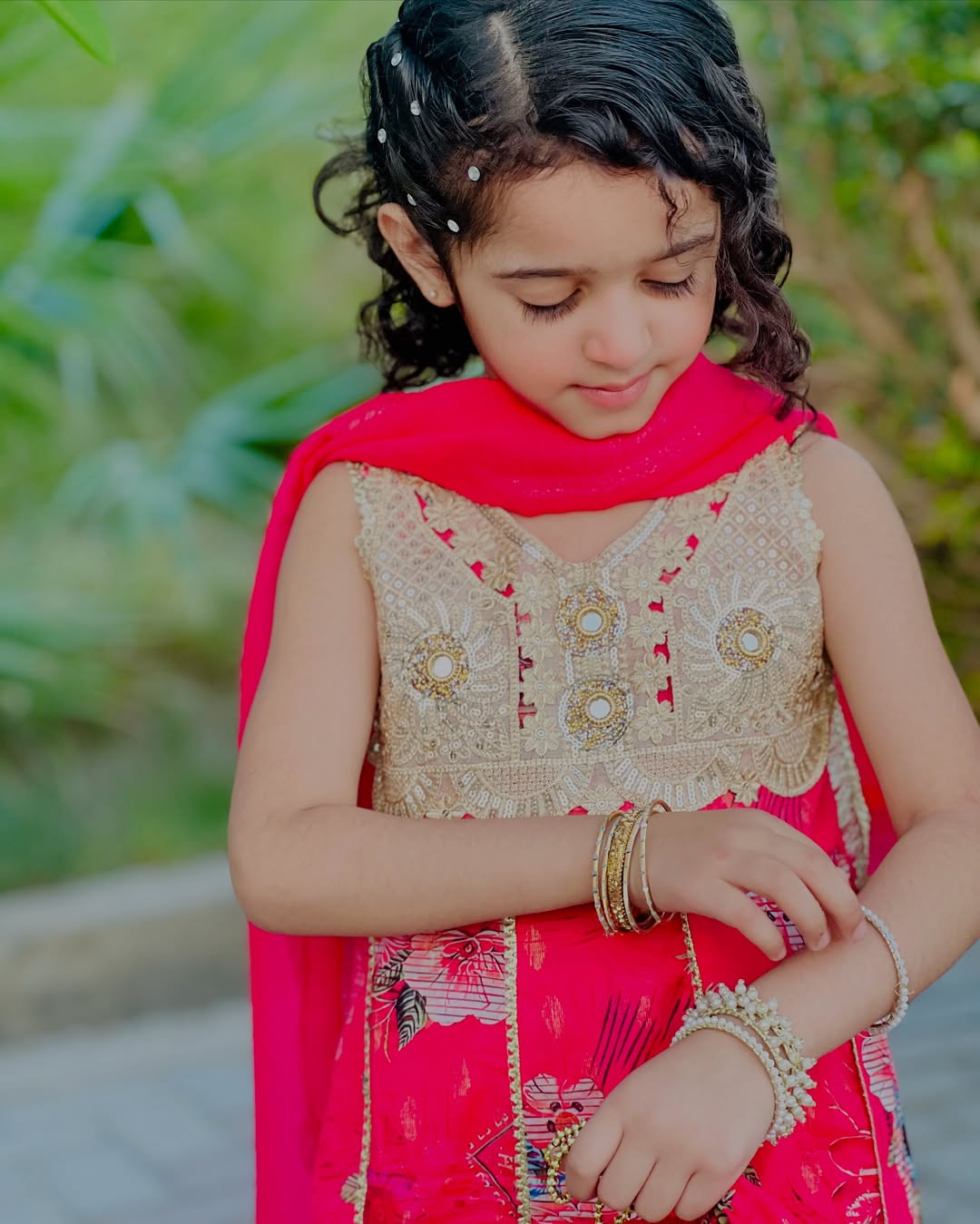 Vibrant Shocking Pink Festive Dress for Girls