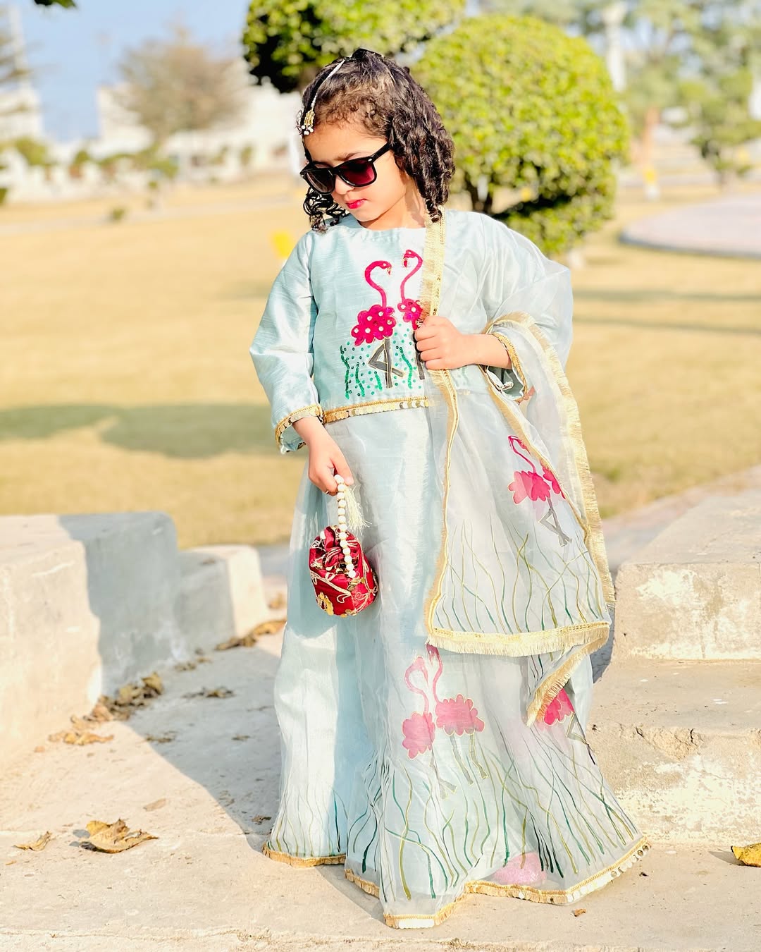 Elegant Hand-Painted Raw Silk Lehnga for Girls