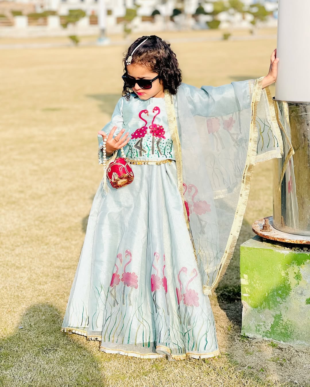 Elegant Hand-Painted Raw Silk Lehnga for Girls