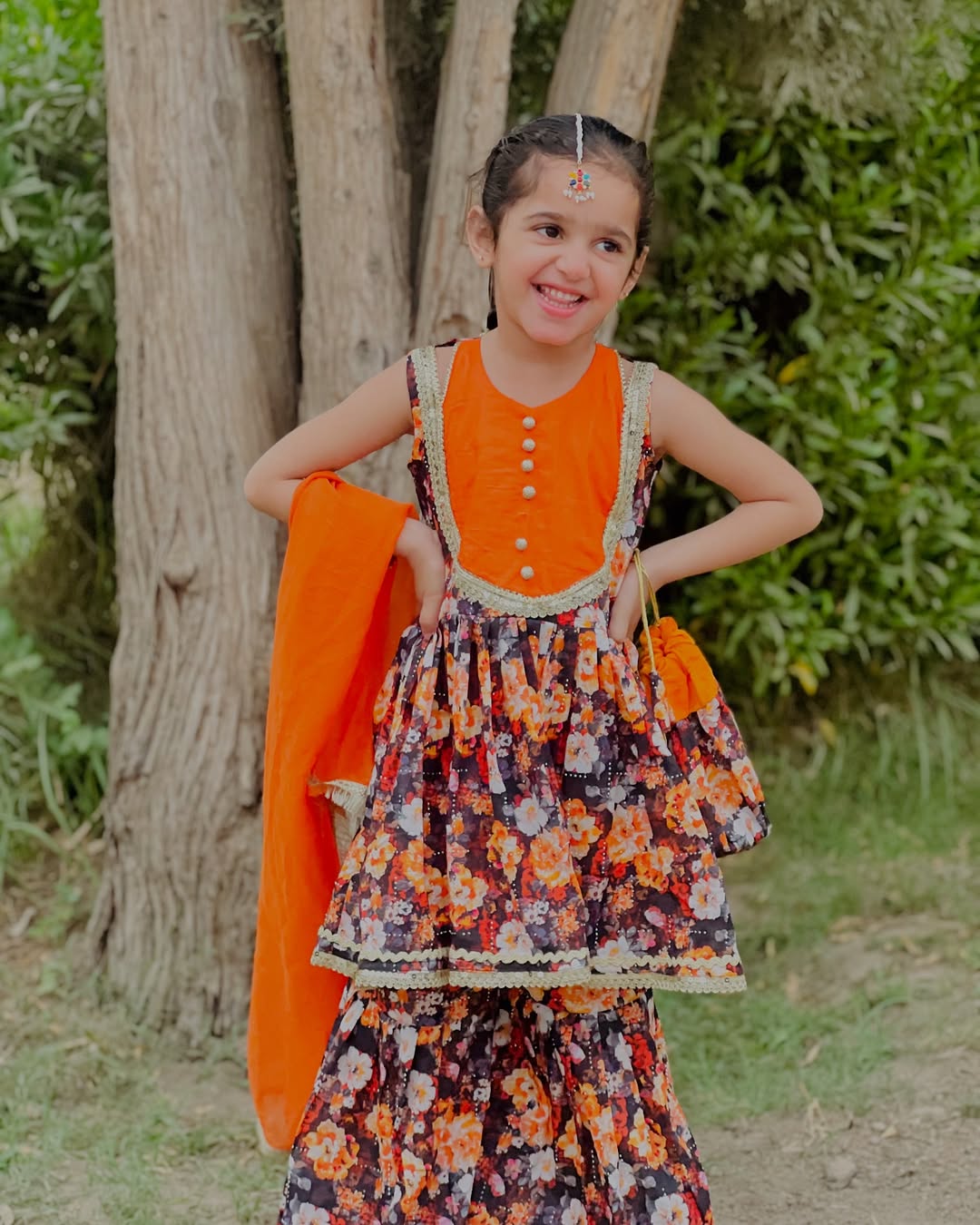 Premium Mukash Work Lawn Gharara Frock – Festive & Wedding Wear for Girls