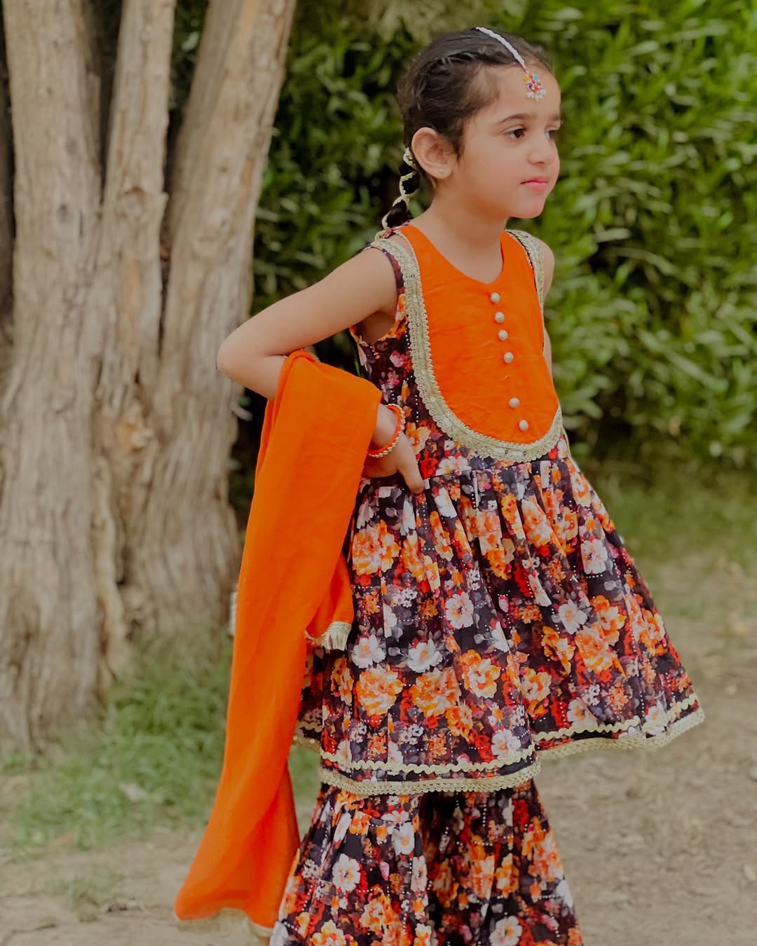 Premium Mukash Work Lawn Gharara Frock – Festive & Wedding Wear for Girls