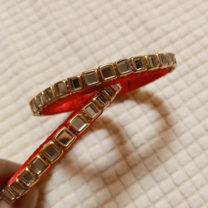 Regal Red Kundan Glow Bangles