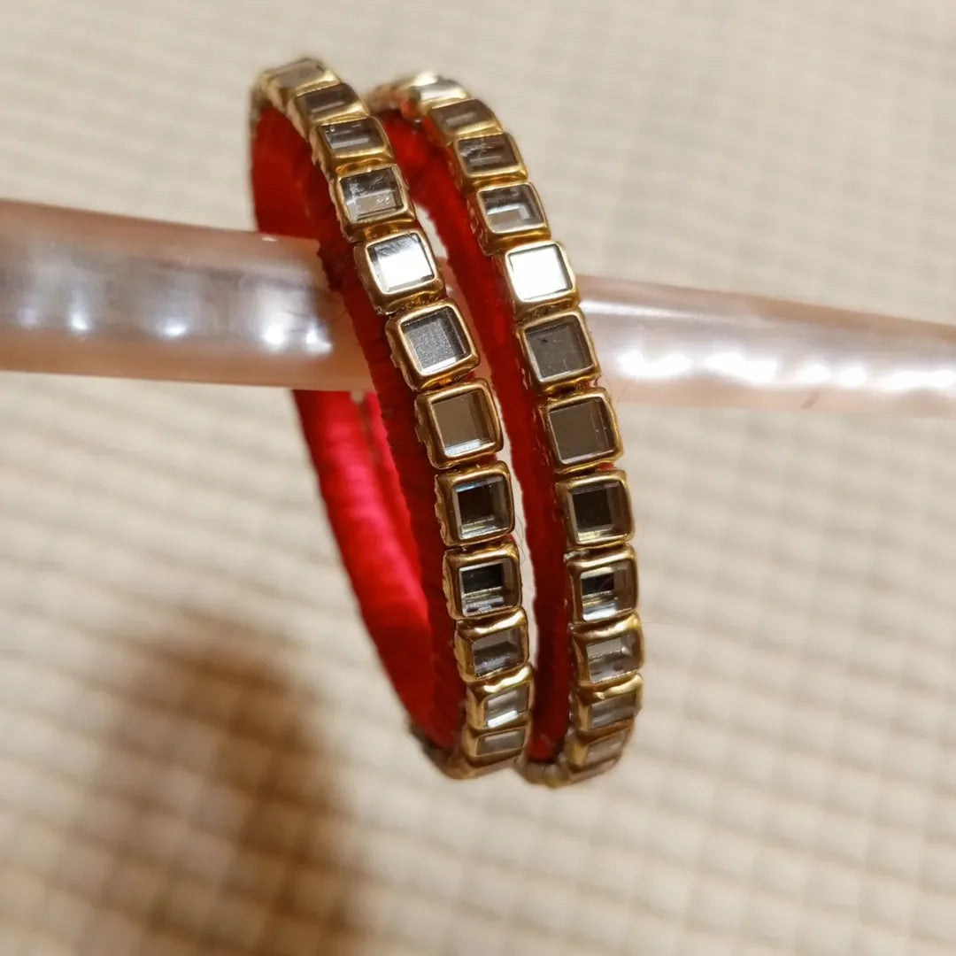 Regal Red Kundan Glow Bangles
