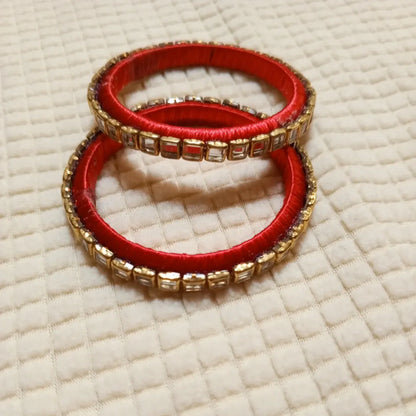 Regal Red Kundan Glow Bangles
