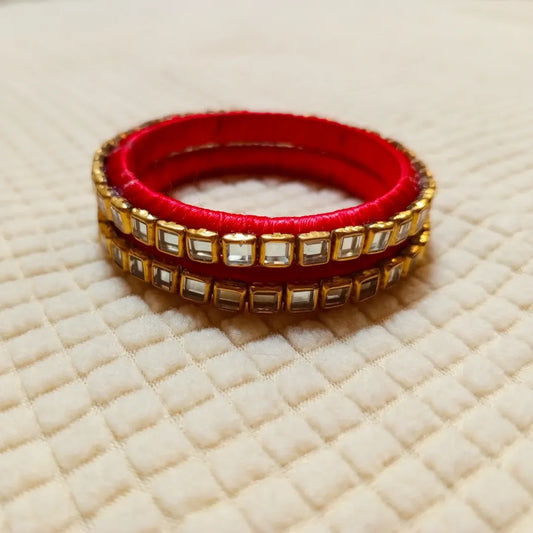 Regal Red Kundan Glow Bangles