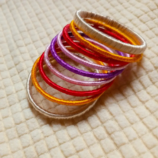 Rainbow Hues Thread Bangles – Colorful Festive Jewelry Set