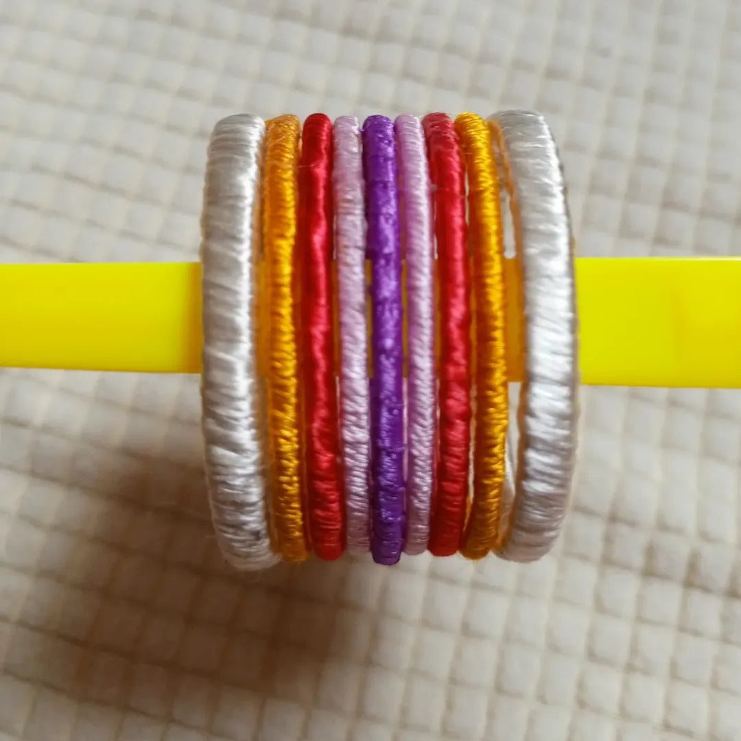 Rainbow Hues Thread Bangles – Colorful Festive Jewelry Set