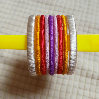 Rainbow Hues Thread Bangles – Colorful Festive Jewelry Set