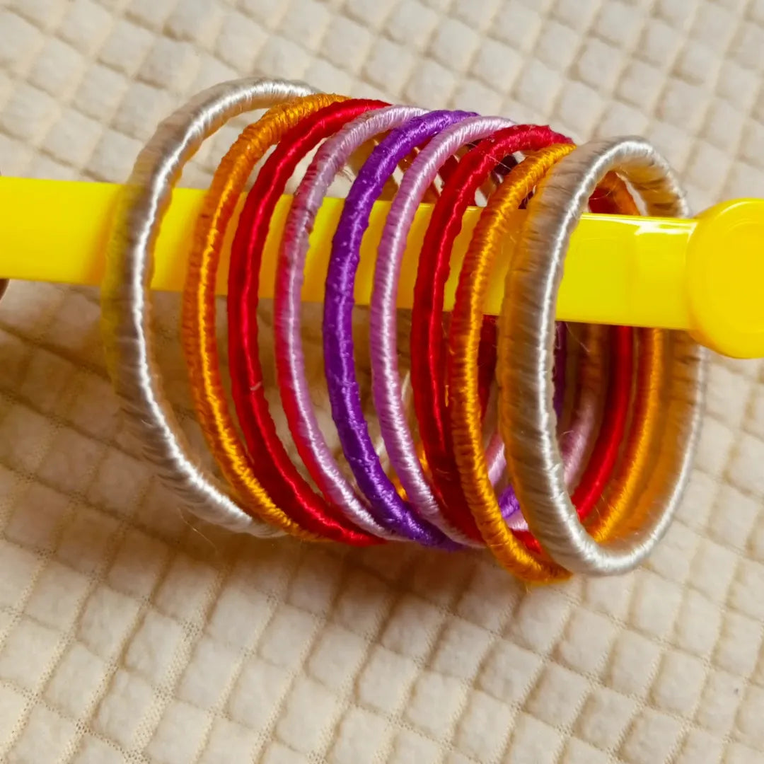 Rainbow Hues Thread Bangles – Colorful Festive Jewelry Set