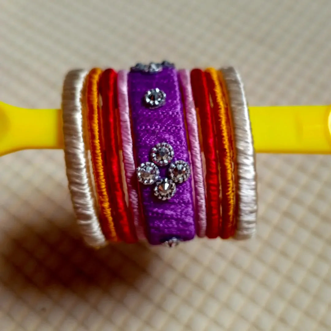 Rainbow Hues Thread Bangles – Colorful Festive Jewelry Set