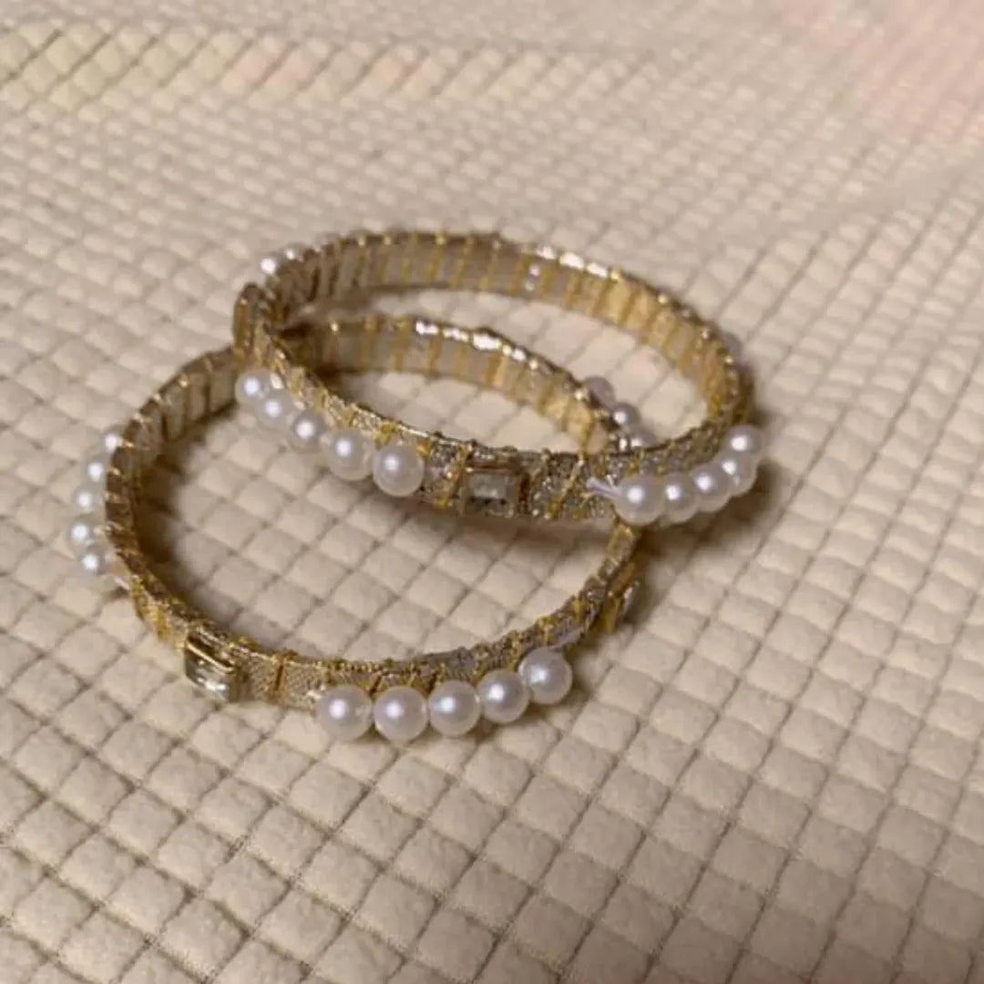 Golden Pearl Grace Bangles
