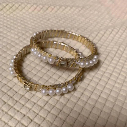 Golden Pearl Grace Bangles