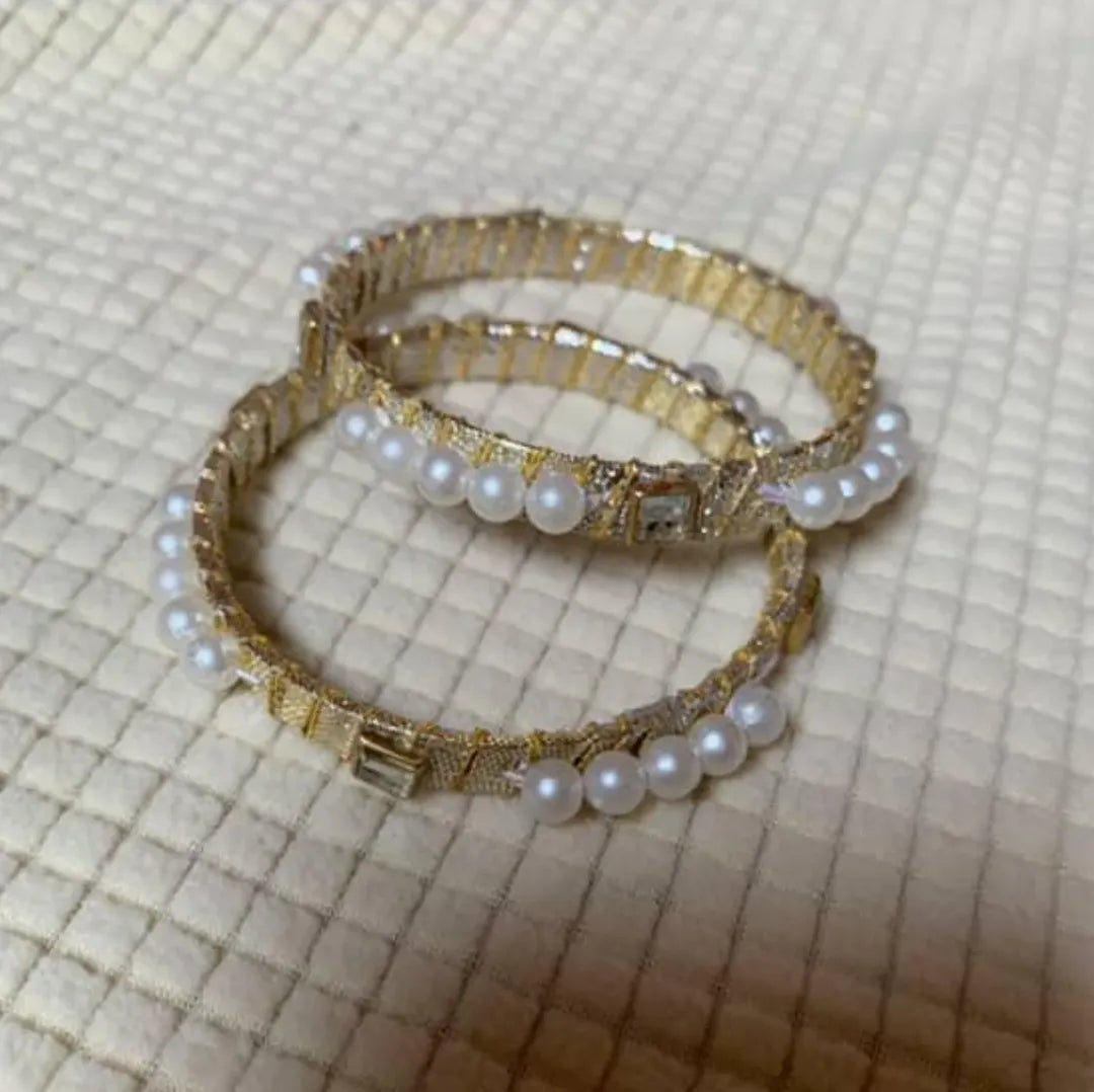 Golden Pearl Grace Bangles