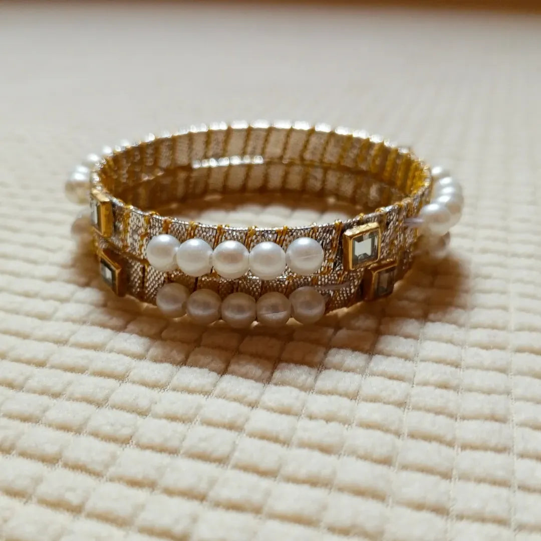 Golden Pearl Grace Bangles