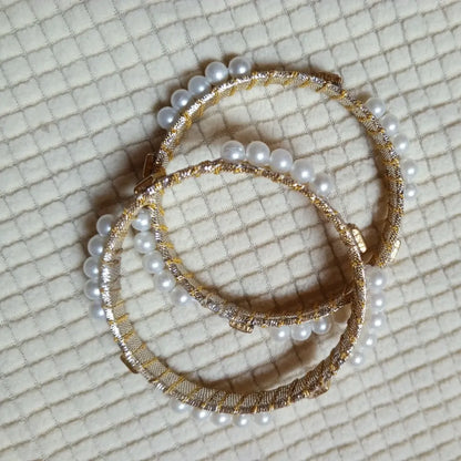Golden Pearl Grace Bangles