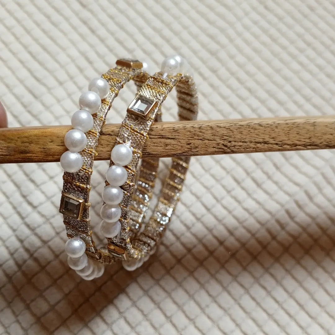 Golden Pearl Grace Bangles