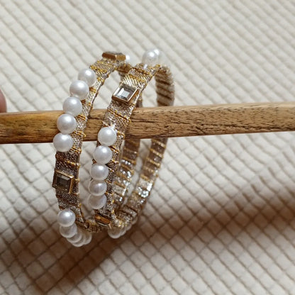 Golden Pearl Grace Bangles