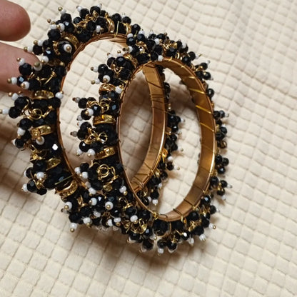Pearl Noir Charm Bangles