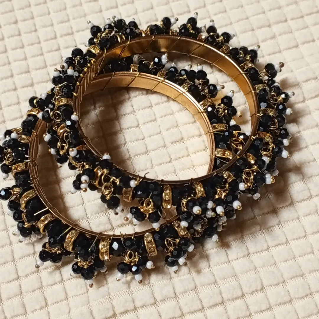 Pearl Noir Charm Bangles