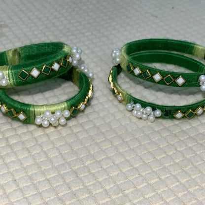 Emerald Pearl Elegance Bangles