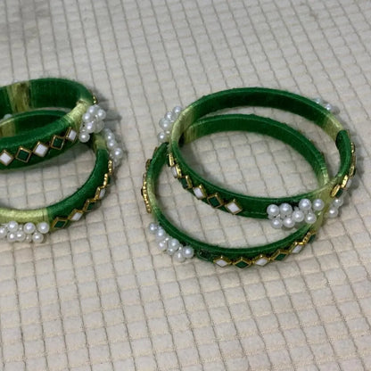 Emerald Pearl Elegance Bangles