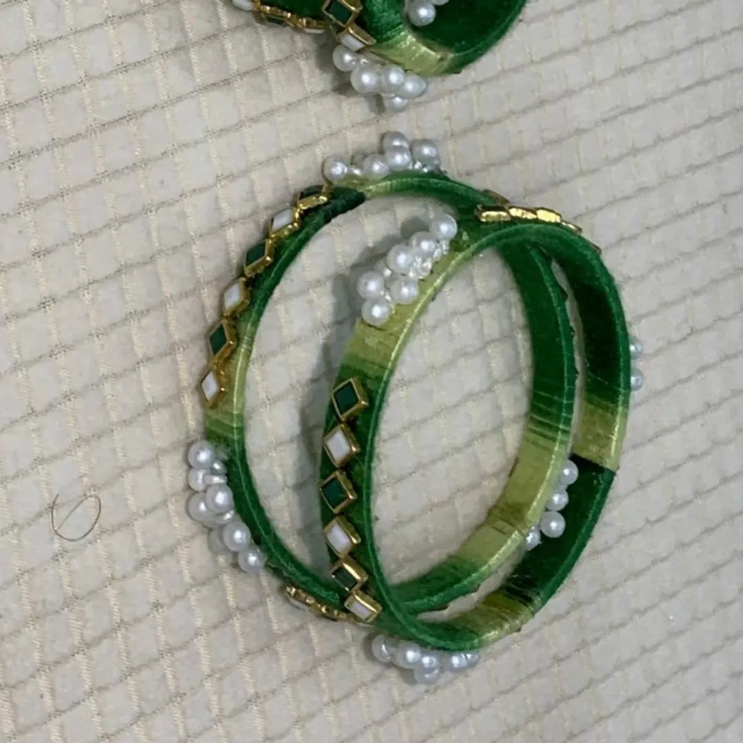 Emerald Pearl Elegance Bangles