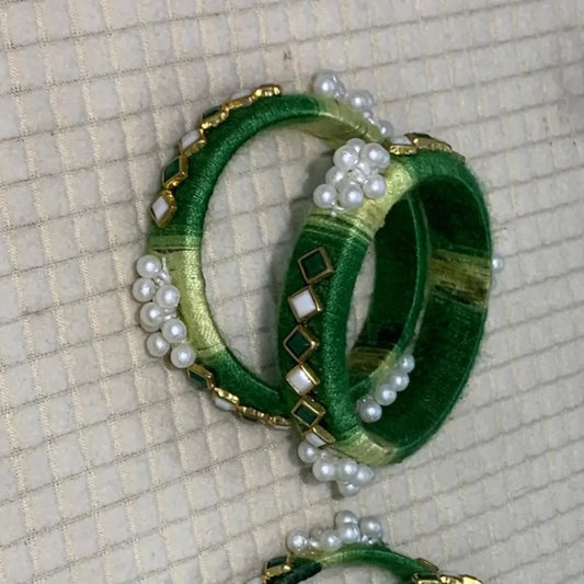Emerald Pearl Elegance Bangles