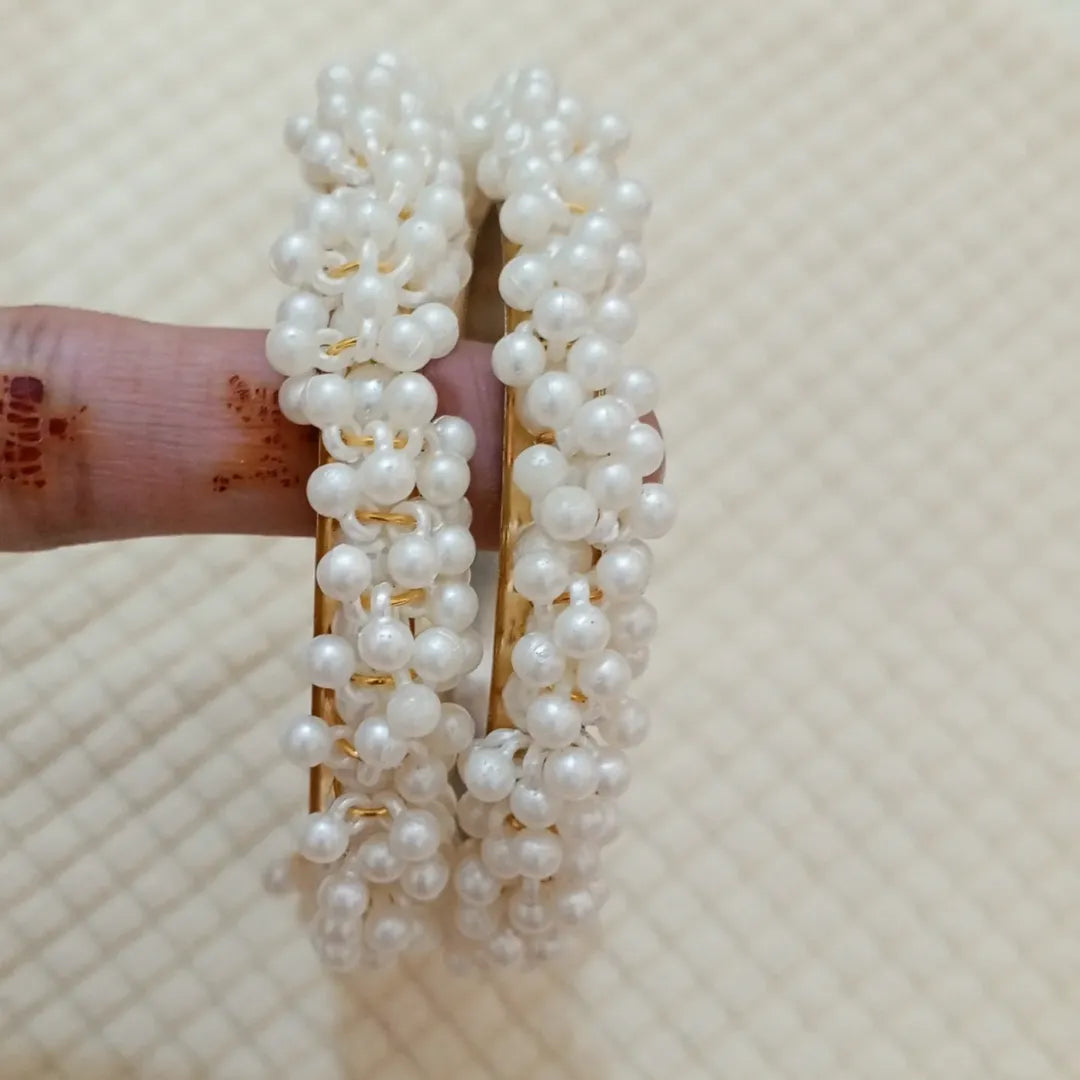 Elegant Pearl Blossom Bangles
