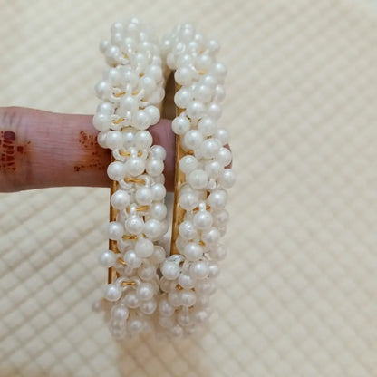 Elegant Pearl Blossom Bangles