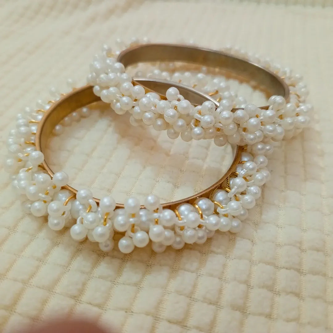 Elegant Pearl Blossom Bangles