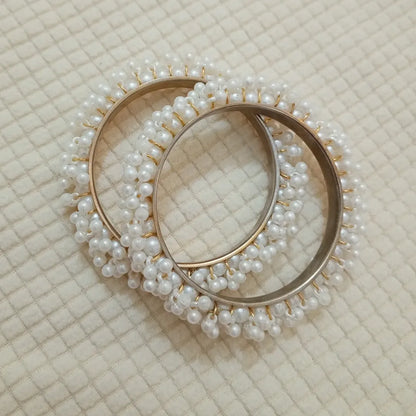 Elegant Pearl Blossom Bangles
