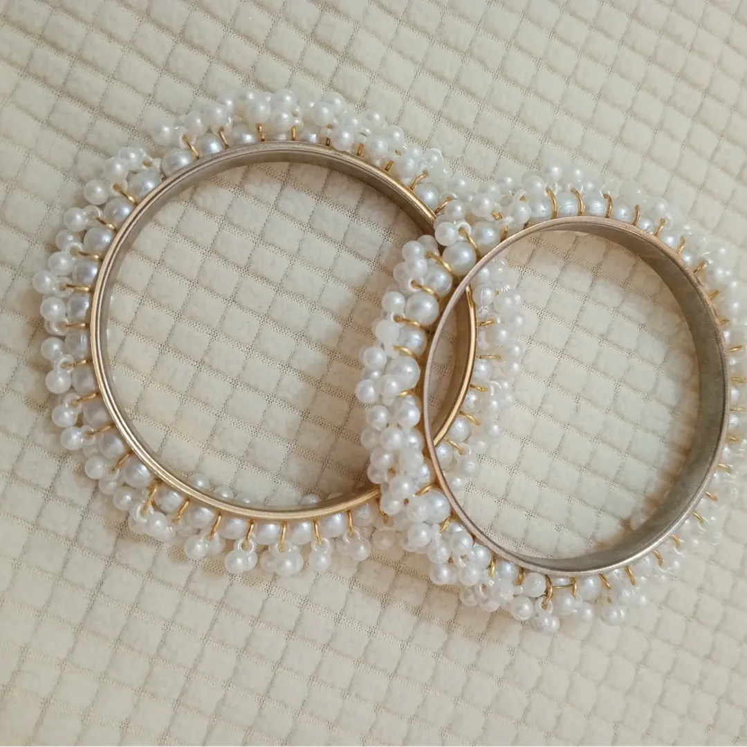 Elegant Pearl Blossom Bangles