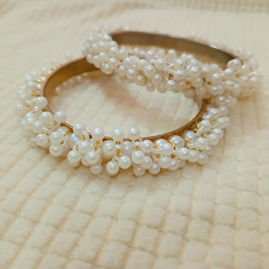Elegant Pearl Blossom Bangles