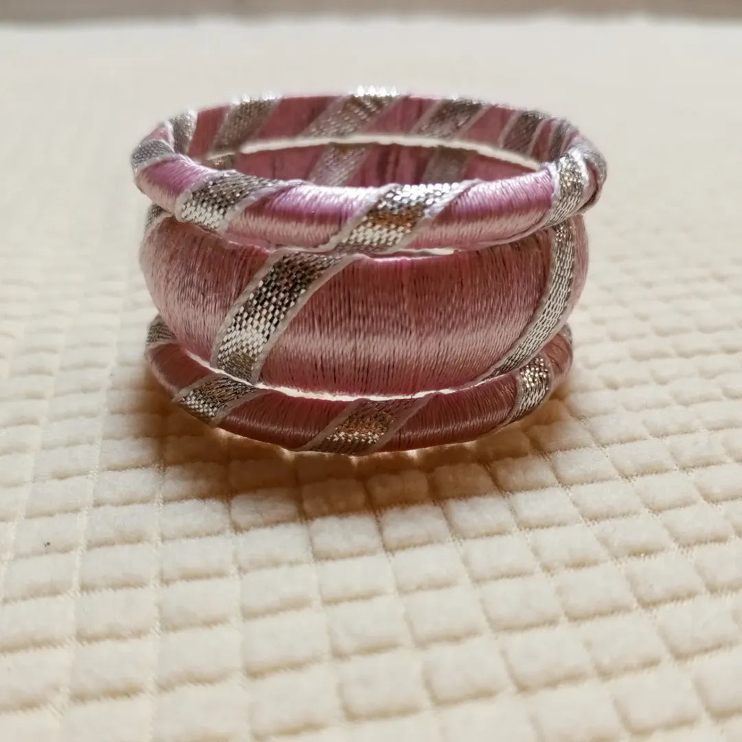 Blush Silver Twirl Thread Bangles