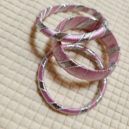 Blush Silver Twirl Thread Bangles