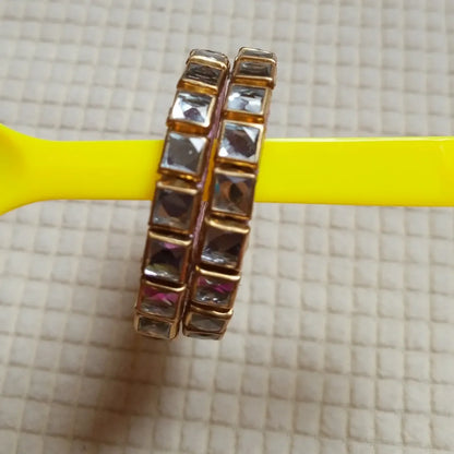 Blush Pink Mirror Work Bangles – Handmade Festive Jewelry