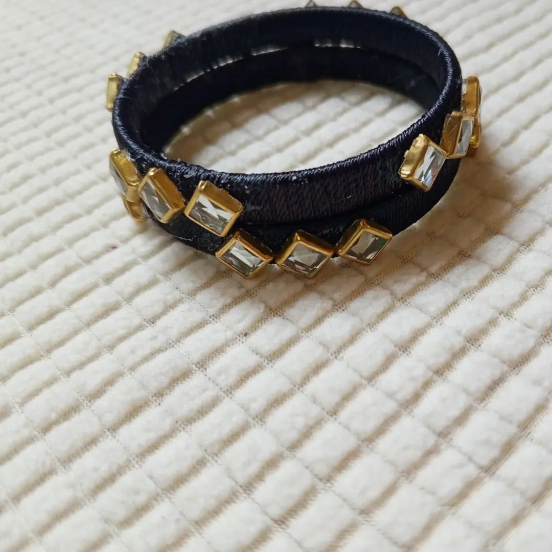 Midnight Black Mirror Work Bangles – Handmade Elegant Jewelry