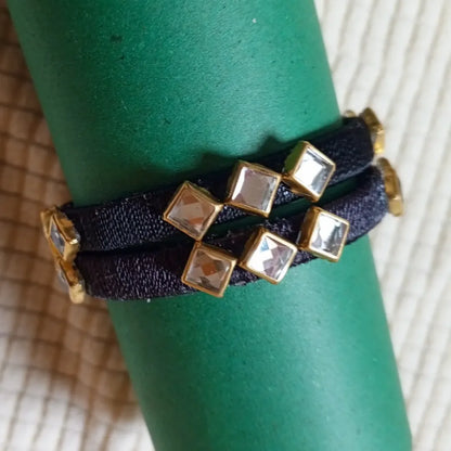 Midnight Black Mirror Work Bangles – Handmade Elegant Jewelry